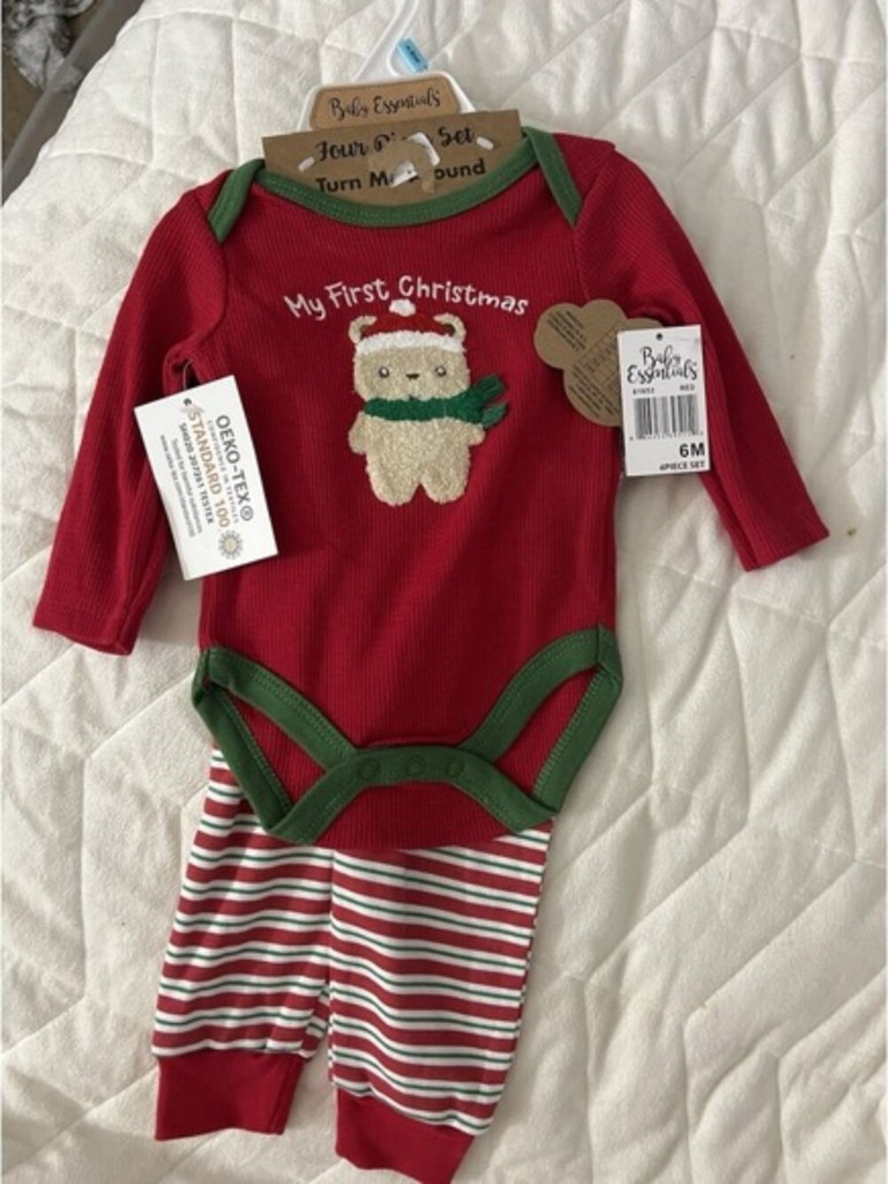 NEW Baby Essentials 4‎ piece Santa Christmas Outfit baby boy 6m 1st Christmas